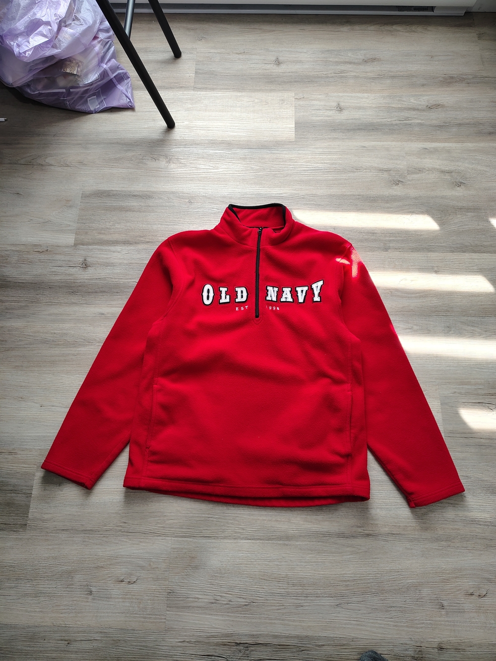 Old Navy Men's Bright Red Quarter-Zip Pullover with Chest Logo
